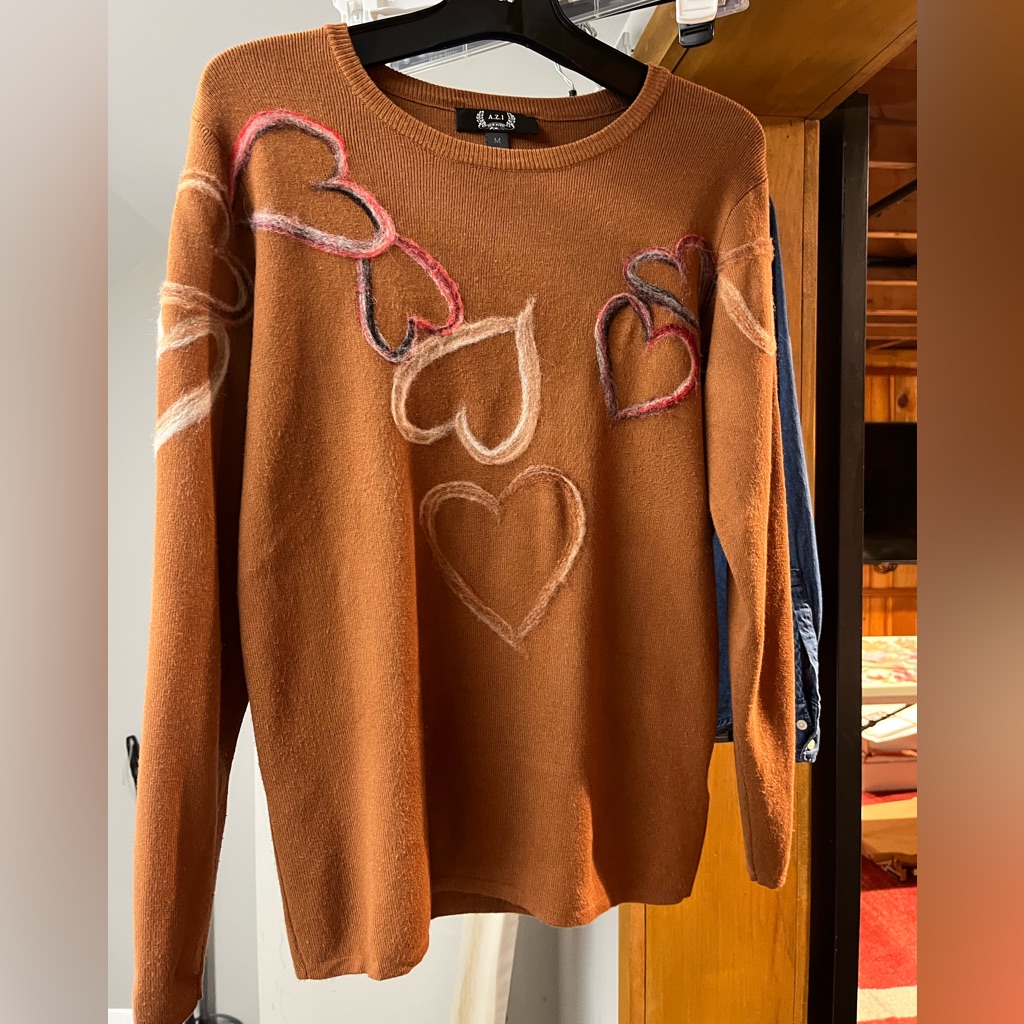 Brown Sweater With Heart Design